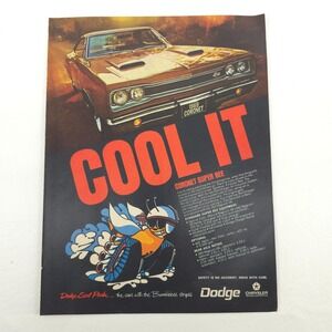 VTG Dodge Coronet Super Bee Advertising Print Ad Promo Art 1969 Muscle Car Decor